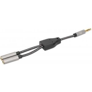 Manhattan 356114 adapterkabel voor hoofdtelefoon met splitter audio stereo AUX 15 cm zwart