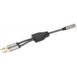 Manhattan 356121 adapterkabel voor hoofdtelefoon met splitter audio stereo AUX zwart