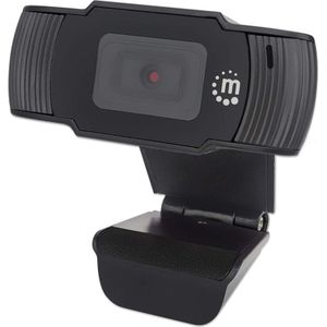 Manhattan Webcam 2 megapixel 1080p Microfoon (2 Mpx), Webcam, Zwart