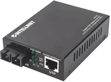 Intellinet - Gigabit PoE+ - Media Converter - Zwart - Tot 30 Watt Stroom