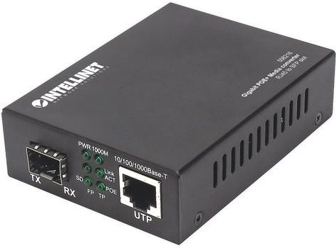 Intellinet - Gigabit PoE+ Media Converter - Netwerk accessoires - Glasvezel - Koper