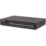 Intellinet 24-Port Gigabit Ethernet Switch (24 Havens), Netwerkschakelaar, Zwart