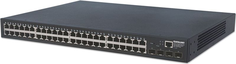 Intellinet Gigabit Ethernet Web-Managed Switch met 48 SFP-poorten (48 x 10/100/1000 Mbit/s RJ45-poorten + 4 x SFP - IEEE 802.3az Energy Efficient Ethernet) 19"" rackmount zwart 561334