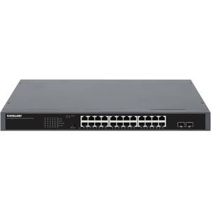 Intellinet - 24-poorts Gigabit PoE+ - Netwerkschakelaar - Zwart - 370W PoE-vermogen, 24 x RJ45, 2 x SFP