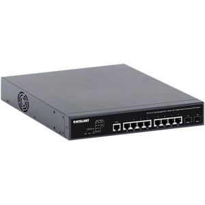 INTELLINET 562003 PoE++ 10 volledig beheerde L2-poorten PoE Switch met 8 Gigabit Ethernet-poorten en 2 Uplink SFP-poorten, zwart