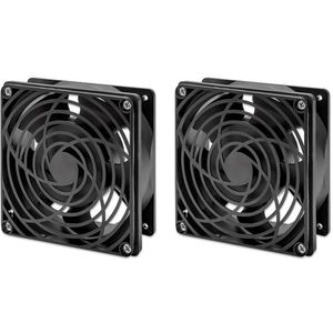 Intellinet 2-voudige dakventilator voor 19" netwerkkast (wandverdeler), Accessoires voor serverkasten, Zwart