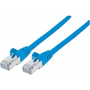 Intellinet 740661 RJ45 Netwerkkabel, patchkabel CAT 6A S/FTP 0.50 m Blauw Folie afscherming, Afscherming gevlochten, Afgeschermd, Geschikt voor HDMI,