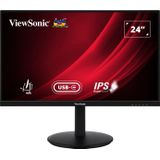 ViewSonic VG2409U-2 24"" FHD Frameloze IPS-monitor met 2 HDMI, DisplayPort-ingang, DisplayPort-uitgang, USB type C, RJ45 Ethernet, USB, Daisy Chain, volledige ergonomische standaard