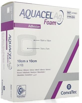 ConvaTec - Aquacel Ag - Foam Dressing - 10 cm x 10 cm - Vochtregulerend en Bacteriedodend