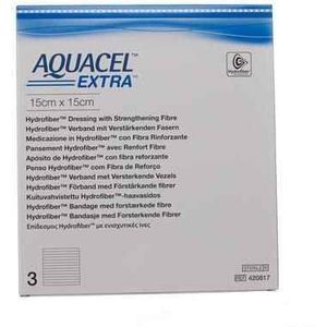 Aquacel Extra Verb Hydrofiber+versterk. 15x15cm 3