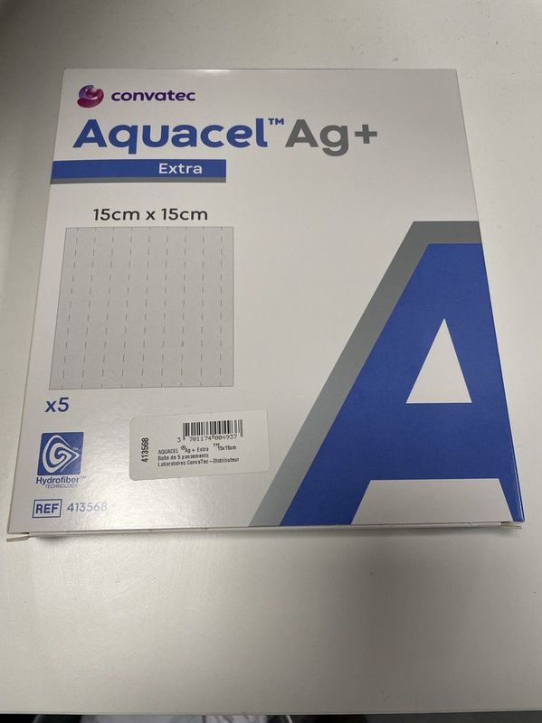 ConvaTec Pleister Wondzorg Verband Aquacel Ag+ Extra 5 stuks per doos