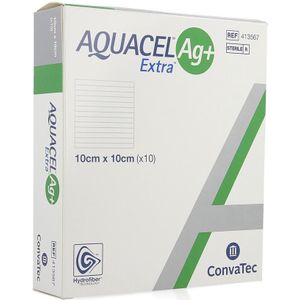 Aquacel AG+ Extra - Hydrofiber Verband - 10x10 cm - 10 Stuks