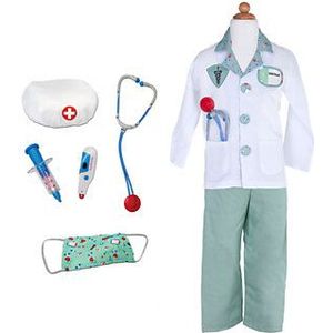 Den Goda Fen Verkleedkledij Dokter - Jas, broek en accessoires - Multi - Maat 5-6 jaar