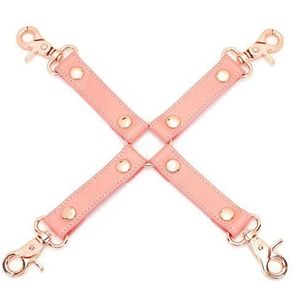 Liebe Seele - Pink Dream Leren Hogtie Met Rosé Gouden Clips - Roze