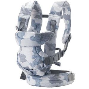 Infantino - Flip Advanced 4 in 1 draagzak - Ergonomisch - Omvormbaar - Vooraan en Op de Eug - Dragen van Pasgeborenen en Oudere Baby's - Verstelbaar - 3,6-14,5 kg - Camouflageblauw