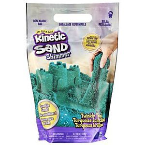 Kinetic Sand Twinkly Teal glinsterende zandzak voor knijpen, mengen en vormen, 907 g