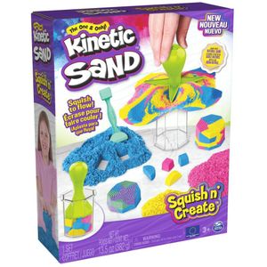 Kinetic Sand - Squish N’ Create met 382 g blauw geel en roze speelzand en 5 gereedschappen - Sensoriche speelgoed