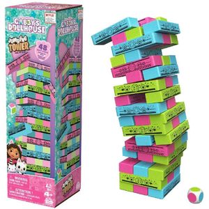 Gabby's Poppenhuis - Jumbling Tower - Blokkentoren Spel met 48 houten blokjes - Gabbys Poppenhuis