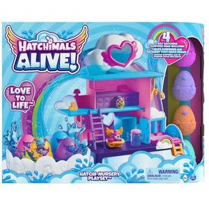 Hatchimals Alive - Hatchi-Nursery-speelset - met 4 minifiguren in eieren die zelf uitkomen en 13 accessoires