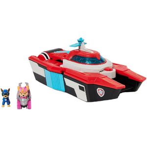 PAW Patrol The Mighty Movie - Pup Squad Transformerend Vliegdekschip Hoofdkwartier met Skye Pup Squad Racer-speelgoedauto