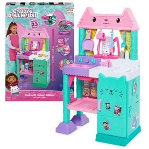 Gabby's Dollhouse, Cakey Kinderkookset met keukenaccessoires, voedselspelletjes, geluiden, muziek en speelgoed voor kinderen voor meisjes en jongens vanaf 3 jaar
