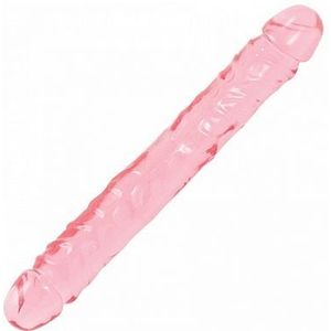 Doc Johnson Crystal Jellies dubbele dildo Jr. Double Dong roze - 30,23 cm