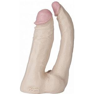 Doc Johnson Vac-U-Lock dubbele dildo - voorbinddildo Natural Double Penetratorkin wit - 16 cm