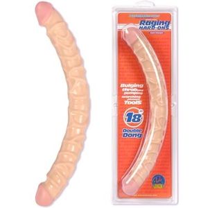 Doc Johnson - Dubbele Dildo - Blank - Zwaar Geaderd - Ø 40 mm