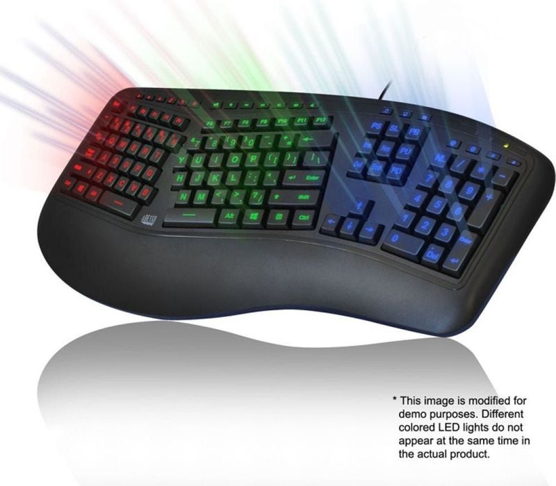 Adesso - Tru-Form 150 - Gaming Toetsenbord - Zwart - Ergonomisch - LED Verlichting - USB Aansluiting