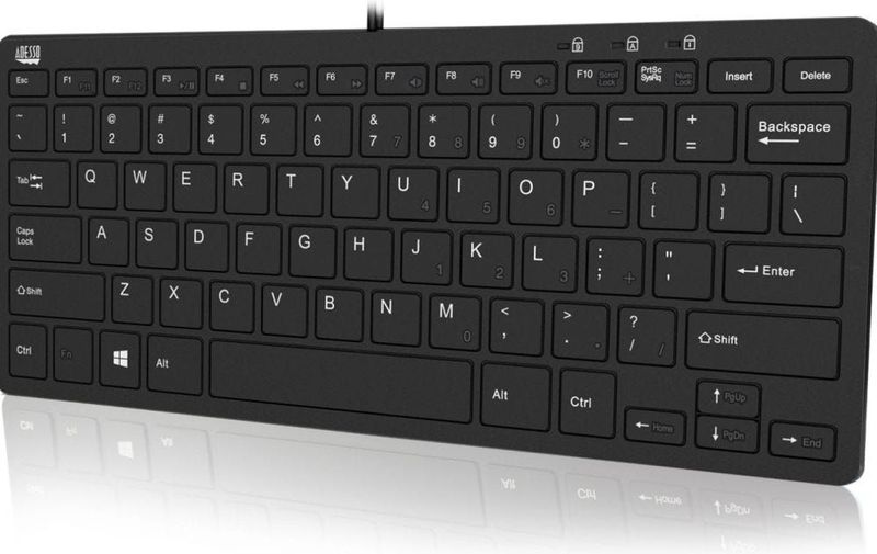 Adesso AKB-510HB - Mini toetsenbord zonder numeriek gedeelte - Inclusief USB hub - 28,6 x 12,1 x 1,8 cm