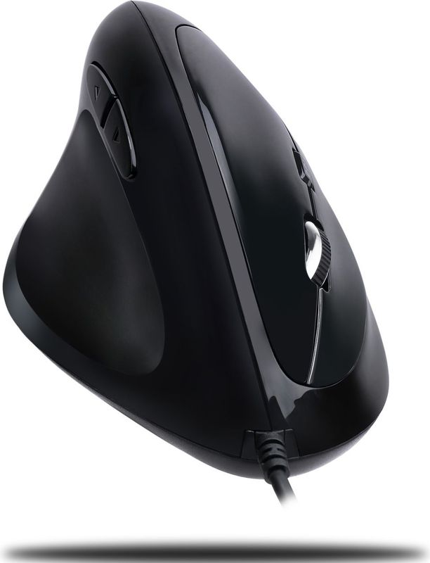 Adesso - Imouse E7 - Ergonomische Muis - Zwart - Met Kabel - Programmeerbare Functies