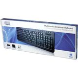 Adesso - AKB-132HB - Multimedia Toetsenbord - Zwart - QWERTY Layout - 3 USB-Poorten
