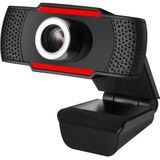 Adesso CyberTrack H3 Webcam 720p HD - Met Microfoon - Plug & Play - Zwart/rood - Auto Focus Lens - Verstelbaar - Voor Windows, Mac en Android - 1.3 mega pixel