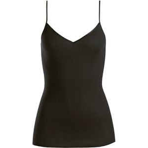 Hanro - Cotton Seamless - Spaghetti Top - Zwart - V-hals, Effen, Aansluitende Pasvorm