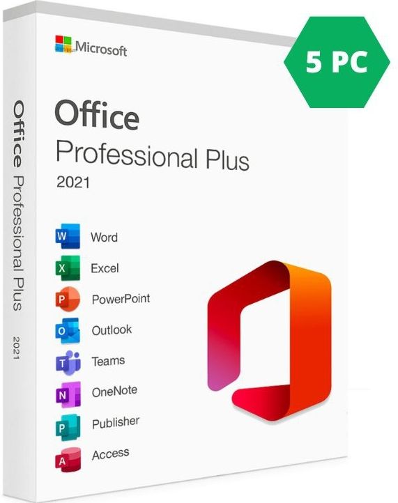 Microsoft Office 2021 - 5 Gebruikers - 5 PC - Professioneel Plus