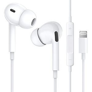 iPhone hoofdtelefoon, Apple MFi-gecertificeerd, in-ear hoofdtelefoon met kabel, Lightning-aansluiting met microfoon en volumeregelaar, compatibel met iPhone 13/12/SE/11/X/XS/XS Max/XR/8/7, ondersteunt alle iOS