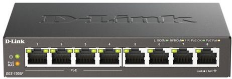D-Link - DGS-1008P - 8 Poorts Desktop Switch - Zwart - PoE