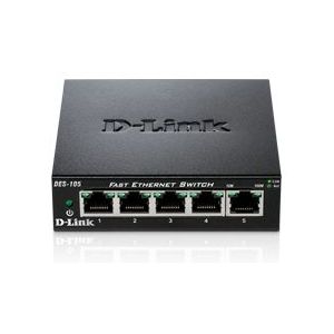 D-Link DES-105 5-poorts Fast Ethernet onbeheerde desktopswitch - zwart DES-105/E