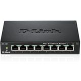 D-Link DES-108 Switch met 8 poorten, ethernet, metaal, 10/100 Mbps, ideaal voor het delen van verbindingen en netwerk, klein/thuiskantoor, zwart