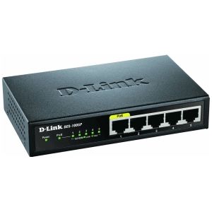 D-Link DES-1005P Unmanaged L2 Fast Ethernet (10/100) Power over Ethernet (PoE) Zwart