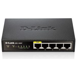 D-Link DES-1005P 5-Poorts PoE Fast Ethernet Desktop Switch - zwart DES-1005P/E