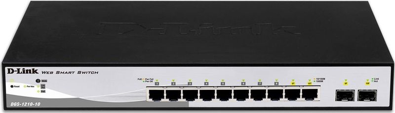 D-Link DGS-1210-10 Managed L2 Gigabit Ethernet (10/100/1000) 1U Zwart, Grijs