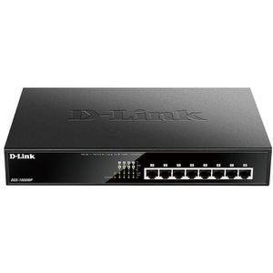 D-Link DGS-1008MP Unmanaged Gigabit Ethernet (10/100/1000) Power over Ethernet (PoE) 1U Zwart