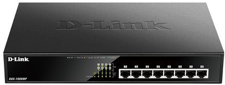 D-Link DGS-1008MP Unmanaged Gigabit Ethernet (10/100/1000) Power over Ethernet (PoE) 1U Zwart