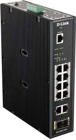 D-link - DIS-200G-12PS - Switch - Zwart - 10 Poorten, PoE Ondersteuning, Gigabit Connectiviteit
