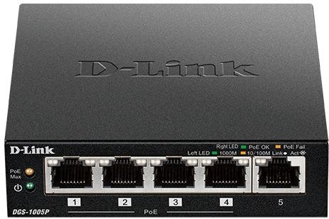 D-Link DGS-1005P/E - Netwerkswitch - 5 Poorten - PoE+