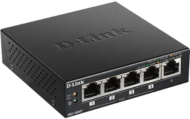 D-Link DGS-1005P/E - Netwerkswitch - 5 Poorten - PoE+