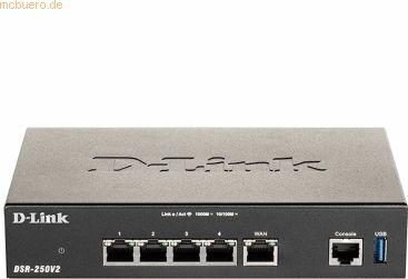 D-Link DSR-250V2 draadloze router Gigabit Ethernet Zwart