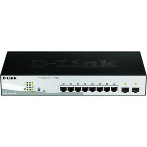 D-Link DGS-1210-10P/E 10-poorts Gigabit Smart+ switch, 10 poorten, 2 SFP, schakelcapaciteit 20 Gbps, 65 W PoE-capaciteit, alleen Europese stroomkabel