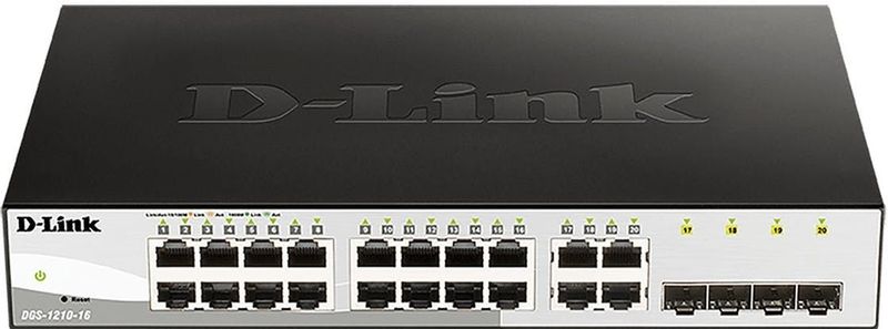 D-Link DGS-1210-16 Managed L2 Gigabit Ethernet (10/100/1000) Zwart